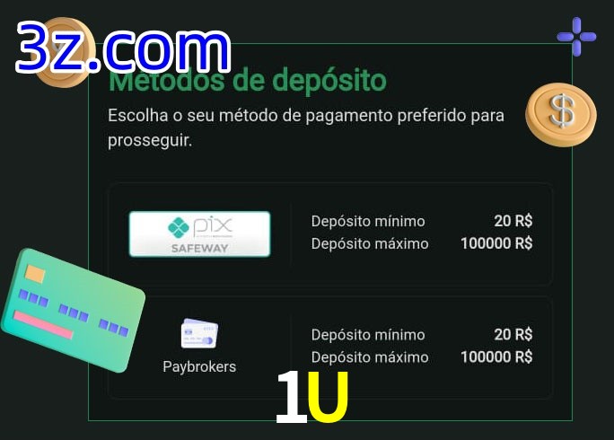 O cassino 1U oferece uma grande variedade de métodos de pagamento